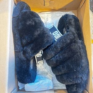 UGG Plush Black Slippers